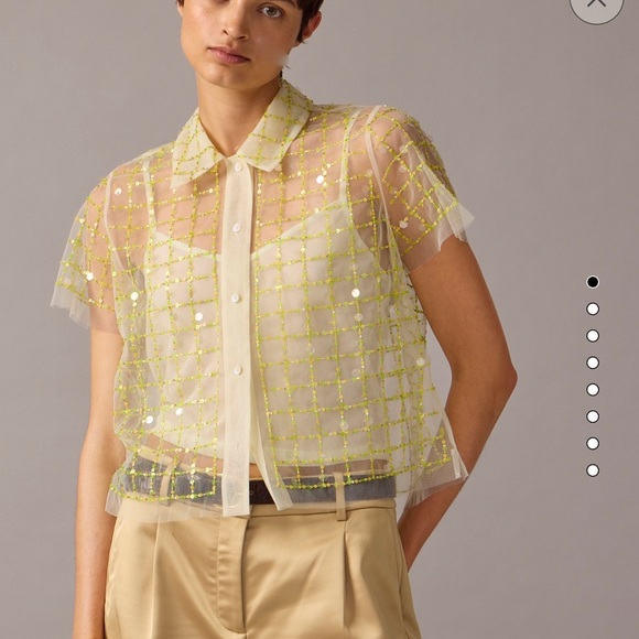 NWT Collection cropped gamine shirt with patterned sequins - Picture 2 of 12